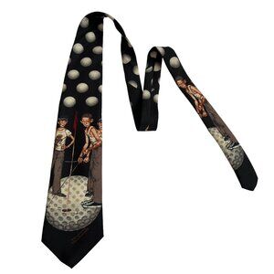 Vintage tie Norman Rockwell Four Sport Boys print